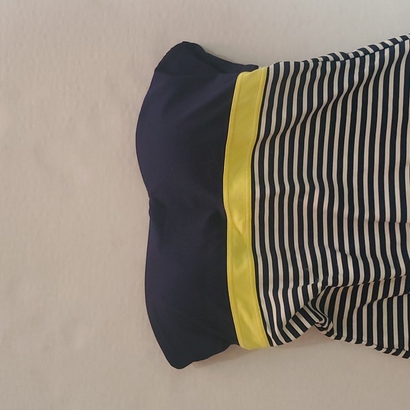 Niptuck Strapless Blue Stipes and Yellow band Swim Suit Size 6 Multi fit Cup - Picture 2 of 6